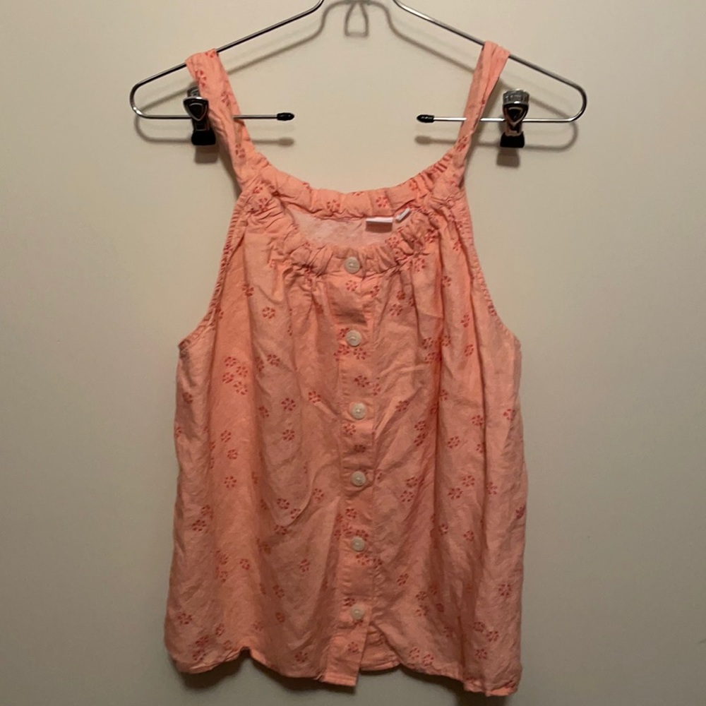 Coral flower button down shirt from The Gap